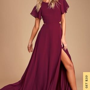 Lulus Garden Bliss Burgundy Maxi Dress